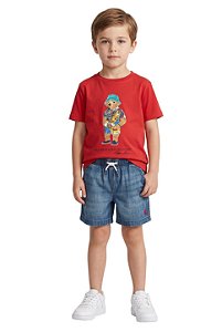Bermuda Jeans Infantil Polo Ralph Lauren com Cós Elástico