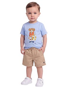 Conjunto Bebê Polo Ralph Lauren Polo Bear Bermuda Caqui