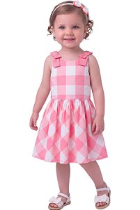 Vestido Infantil Carter’s Xadrez Rosa com Laços