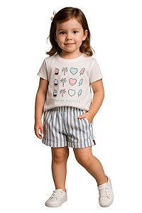 Conjunto Tommy Hilfiger Camiseta e Short Listrado em Linho