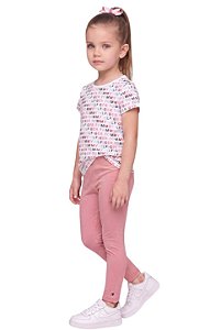 Conjunto Infantil Tommy Hilfiger Camiseta Estampada e Legging Rosa