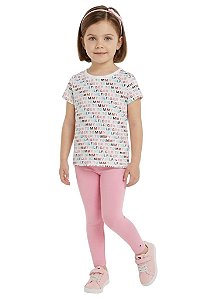Conjunto Infantil Tommy Hilfiger Camiseta Estampada e Legging Rosa