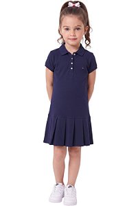 Vestido Infantil Tommy Hilfiger Polo Piquet Azul-Marinho