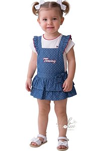 Conjunto Bebê Tommy Hilfiger Camiseta e Jardineira