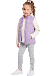 Conjunto Infantil Puma 3 Peças Colete Camiseta ML e Legging