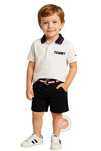 Camisa Polo Infantil Tommy Hilfiger -Branca