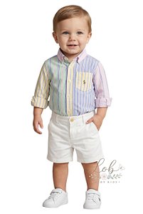 Conjunto Bebê Ralph Lauren Camisa Manga Longa e Bermuda
