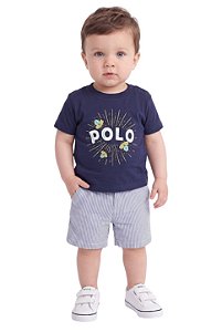 Conjunto Bebê Ralph Lauren Camiseta Azul-Marinho e Bermuda