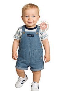 Jardineira e Camiseta Baby Calvin Klein