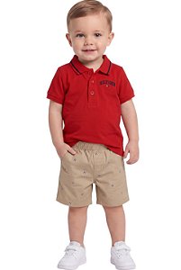 Conjunto Bebê Tommy Hilfiger Polo Vermelha e Bermuda