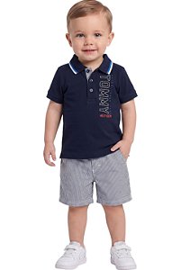 Conjunto Bebê Tommy Hilfiger Polo Piquet e Bermuda Listrada