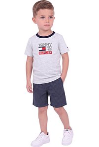 Conjunto Infantil Tommy Hilfiger Camiseta e Bermuda Azul-Marinho