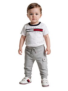 Calça Bebê Tommy Hilfiger Cargo em Malha Cinza
