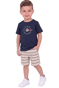 Conjunto Infantil Tommy Hilfiger Camiseta Azul-Marinho e Bermuda