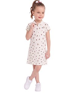Vestido Infantil Tommy Hilfiger Polo Piquet Estampa Cerejas