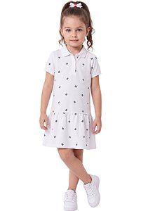 Vestido Infantil Tommy Hilfiger Polo Monograma – Branco