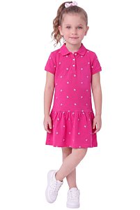 Vestido Infantil Tommy Hilfiger Polo Monograma – Rosa Pink