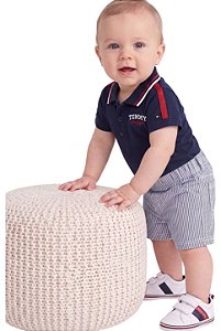 Conjunto Bebê Tommy Hilfiger Body Polo Azul-Marinho e Bermuda