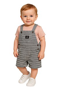 Jardineira e Camiseta Baby Calvin Klein