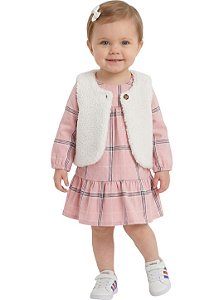 Conjunto Carter's Vestido Xadrez e Colete Sherpa