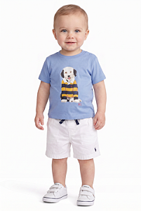 Camiseta Bebê Ralph Lauren Cachorrinho Azul