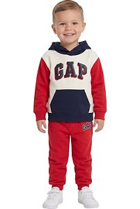 Conjunto Infantil GAP Moletom Vermelho, Azul e Branco