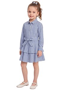 Vestido Infantil Tommy Hilfiger Chemise Listrado Azul