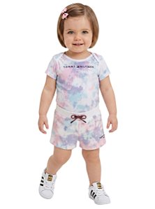 Conjunto Bebê Tommy Hilfiger Body em Malha e Shorts em Moletom