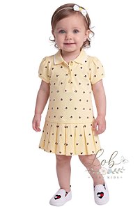 Vestido Polo Bebê Tommy Hilfiger Piquet Amarelo