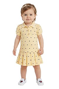 Vestido Infantil Gola Polo Tommy Hilfiger amarelo