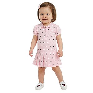 Vestido Infantil Gola Polo Tommy Hilfiger Rosa
