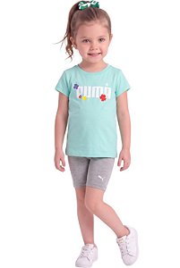 Conjunto – Puma Infantil Camiseta + Biker Shorts
