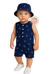 Romper e Chapéu Bucket Âncoras – Tommy Hilfiger Bebê