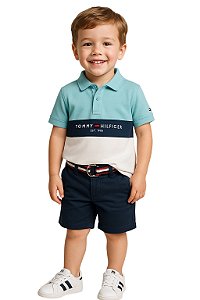 Camisa Polo Infantil Tommy Hilfiger Turquesa