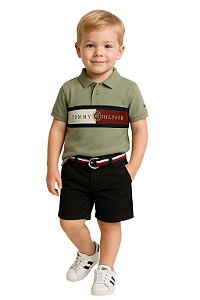 Camisa Polo Infantil Tommy Hilfiger Verde Sálvia