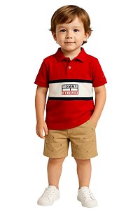 Camisa Polo Infantil Tommy Hilfiger Vermelha