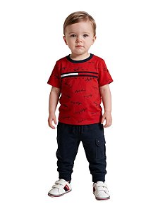 Camiseta Bebê Tommy Hilfiger Logo Faixa Peito – Vermelha