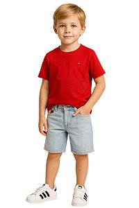 Bermuda Jeans Infantil Tommy Hilfiger Azul Claro