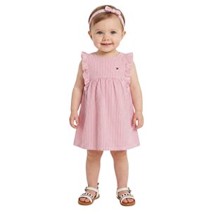 Vestido Infantil Tommy Hilfiger Listrado Rosa