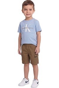 Conjunto Infantil Calvin Klein Camiseta Bermuda Cargo