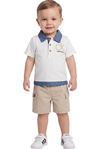 Conjunto Bebe Calvin Klein – Polo+ Short Cargo Bege