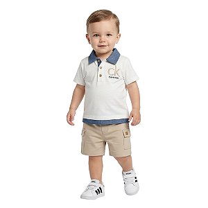 Conjunto Bebe Calvin Klein – Polo+ Short Cargo Bege