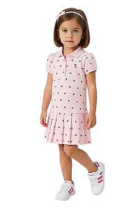 Vestido Infantil Gola Polo Tommy Hilfiger Rosa