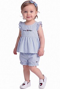 Conjunto Bebê Tommy Hilfiger – Bata + Shorts Bubble Listrado