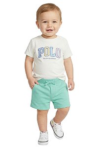 Conjunto Bebê Polo Ralph Lauren Camiseta Bordada e Shorts