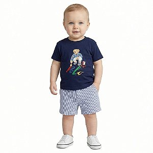 Conjunto Bebê Polo Ralph Lauren Camiseta Polo Bear e Bermuda