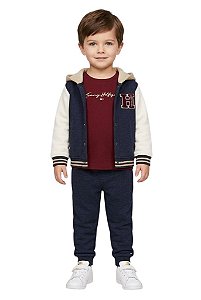 Conjunto 3 peças Infantil Tommy Hilfiger – Jaqueta de Beisebol