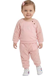 Conjunto Bebê Calvin Klein – Moletom e Sherpa Rosa