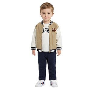 Conjunto 3 peças Infantil Tommy Hilfiger – Jaqueta de Beisebol