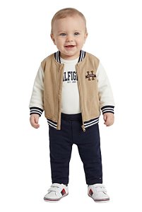 Conjunto 3 peças Bebê Tommy Hilfiger – Jaqueta de Beisebol